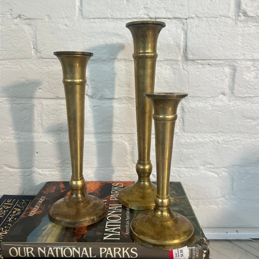 Twisted Brass Candle Holders, Vintage Matching Candlestick Holders